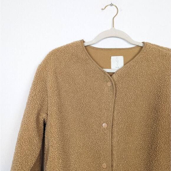 Joie Camel Button Up Sherpa Fuzzy Jacket Size S - Picture 4 of 7